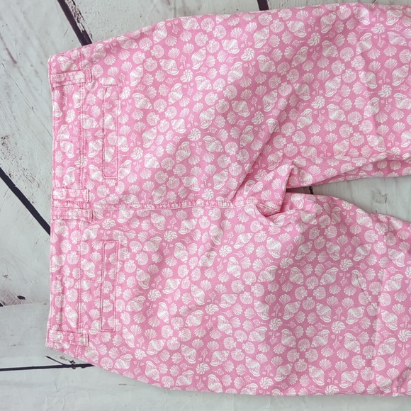 Crown & Ivy seashell pants, cropped capri, pink and white, size 6 - Picture 7 of 9